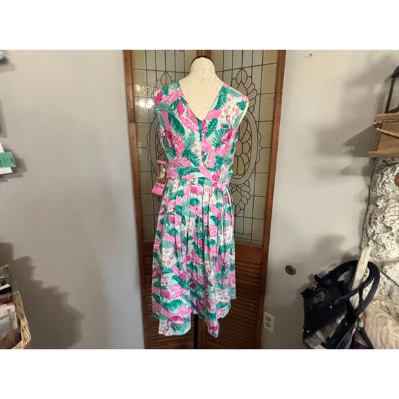 Betty Page Sugar Beat Flamingo Dress Rockabilly Vixen Pin Up Size 6 NWT - Picture 4 of 13
